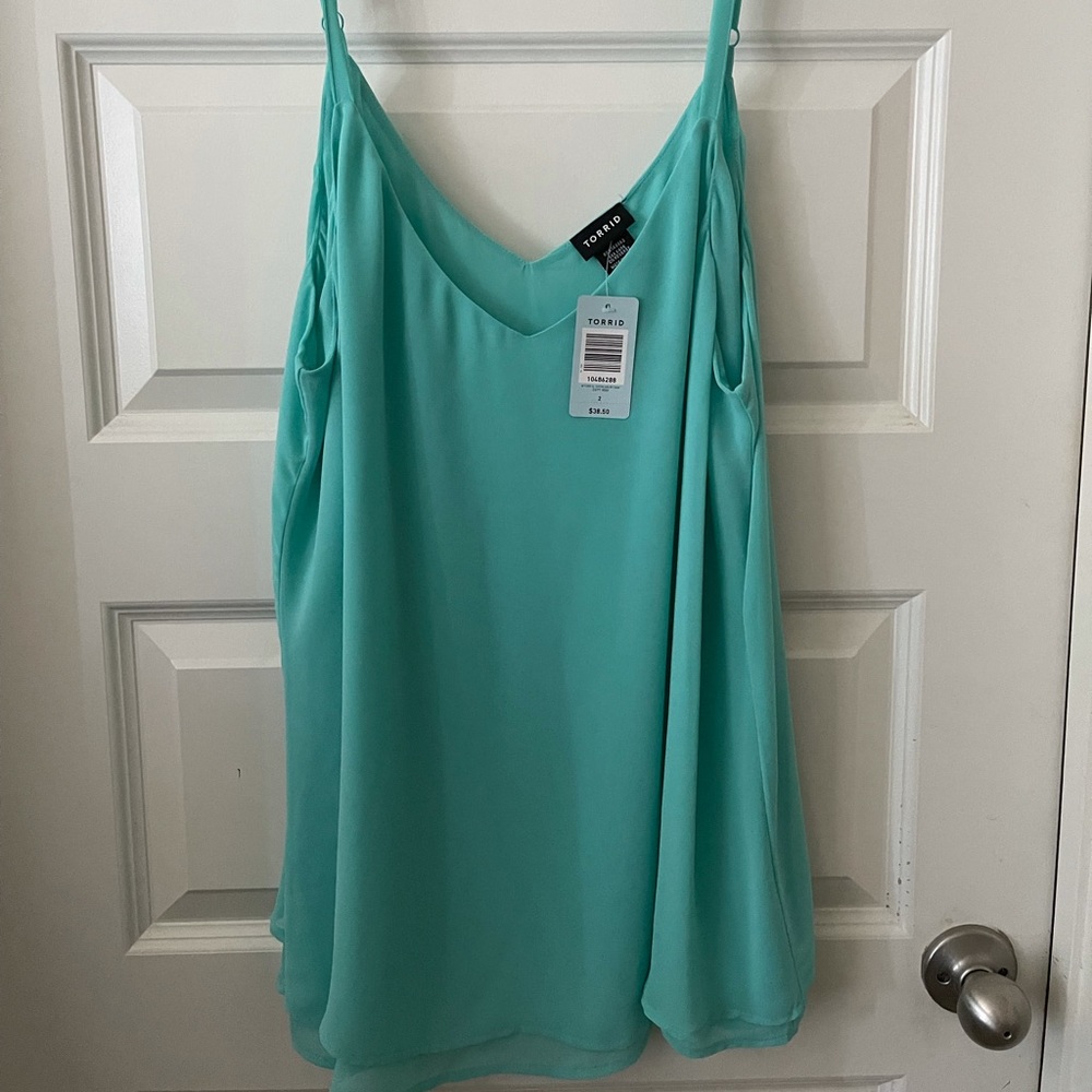 TURQUOISE CHIFFON DOUBLE LAYER SWING CAMI